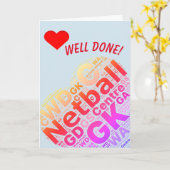 プレーヤーが位置付けハートデザインが正常に終了したネットボール カード (黄色い花)