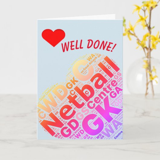 プレーヤーが位置付けハートデザインが正常に終了したネットボール カード (黄色い花)