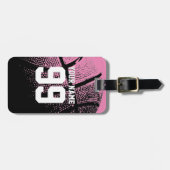 プレーヤーとファンのためのピンクのバスケットボールのラゲージタグ ラゲッジタグ (正面横)