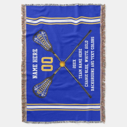 プレーヤーのためのパーソナライズなラクロスのギフトあなたの色 スローブランケット (正面縦)