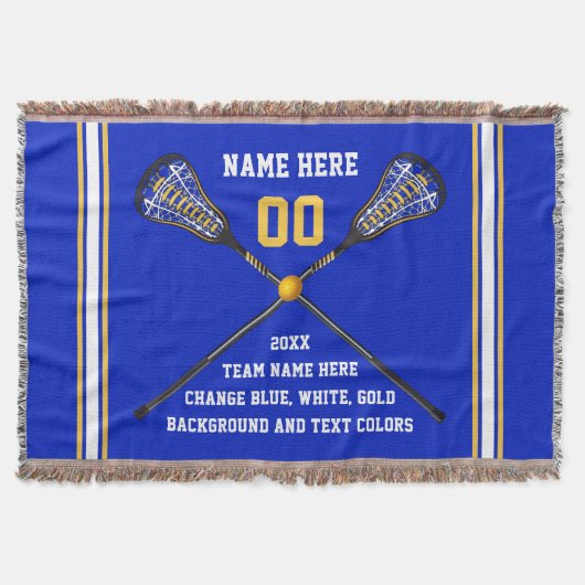 プレーヤーのためのパーソナライズなラクロスのギフトあなたの色 スローブランケット (正面)