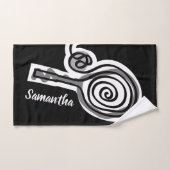 プレーヤーのためのブラックテニススポーツハンドタオルのギフト ハンドタオル (ハンドタオル)