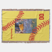 プレーヤーのための写真そしてあなたの文字のソフトボール毛布 スローブランケット (正面)
