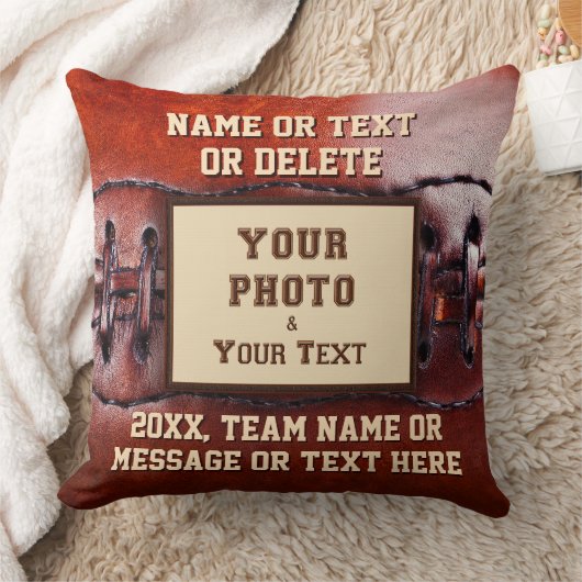 プレーヤーのための写真そしてパーソナライズなフットボールの枕 クッション (ブランケット)