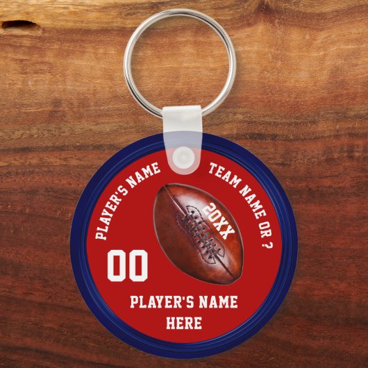 プレーヤーのための安いサッカーのギフト赤白青 キーホルダー (正面)