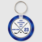 プレーヤーのための青い白の安いギフトホッケー キーホルダー (正面)