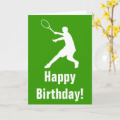 プレーヤーのシルエットが付いているテニスのバースデー・カード カード (黄色い花)