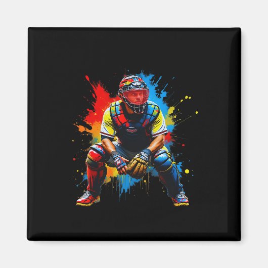 プレーヤーのドリップ売りキャッチャー少年ユース10代の子供 マグネット (正面)