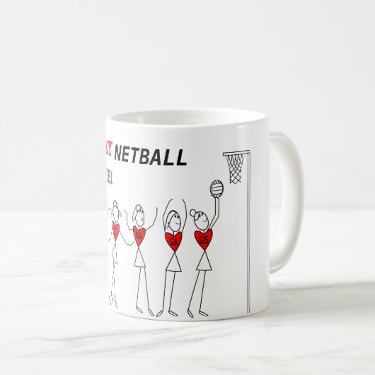 プレーヤーの位置およびおもしろいな愛ネットボールの引用文 コーヒーマグカップ (正面右)