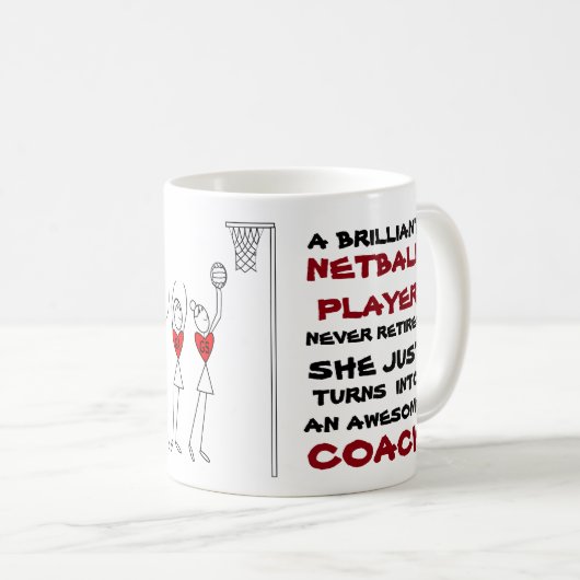 プレーヤーの位置およびコーチのテーマのネットボールの引用文 コーヒーマグカップ (正面右)