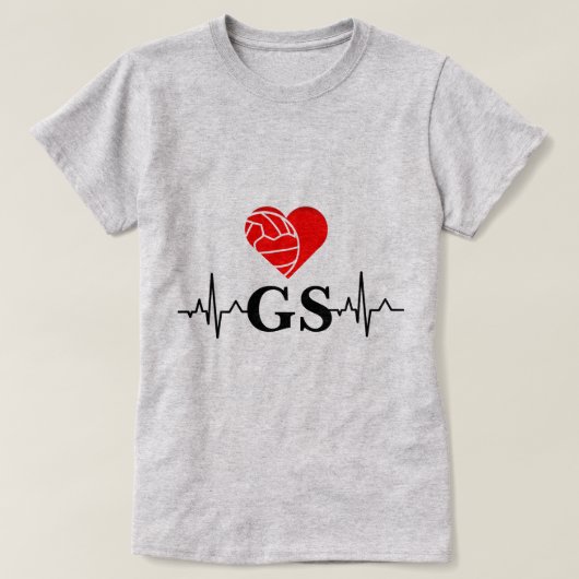 プレーヤーの位置の心拍I愛ネットボール Tシャツ (デザイン正面)