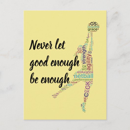 プレーヤーの位置やる気を起こさせるNetball引用文 ポストカード (正面)