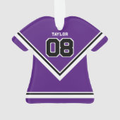 プレーヤージャージー番号名パープル&ホワイトクリスマス オーナメント (裏面)