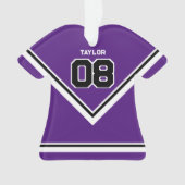 プレーヤージャージー番号名パープル&ホワイトクリスマス オーナメント (正面)