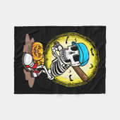 プレーヤースケルトンソフトボールハロウィンキッズボーイズ フリースブランケット (正面(横))