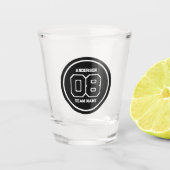 プレーヤーチームのジャージー番号名ブラック&ホワイト ショットグラス (正面)