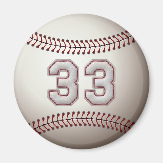 プレーヤーナンバー33 -クール野球ステッチ マグネット (正面)