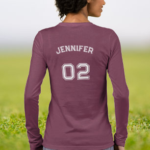 プレーヤーネームJersey Number Women Maroon長袖 トライブレンドTシャツ