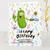 プレーヤーピックル用ピックルおもしろいボール誕生日 カード (黄色い花)