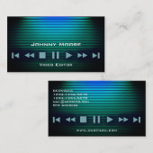 プレーヤーボタンの金属の輝やきは縞で飾ります 名刺 (正面/裏面)