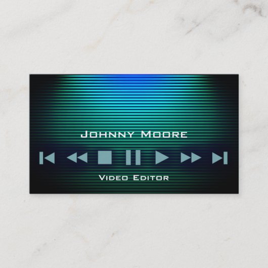 プレーヤーボタンの金属の輝やきは縞で飾ります 名刺 (正面)