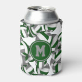 プレーヤーモノグラム付きグリーングレーバレーボール模様 缶クーラー (缶正面)