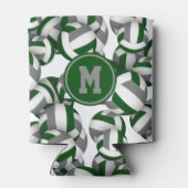 プレーヤーモノグラム付きグリーングレーバレーボール模様 缶クーラー (裏面)