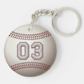 プレーヤー第03 -クールな野球のステッチ キーホルダー (裏面)