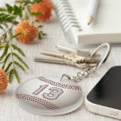 プレーヤー第13 -クールな野球のステッチ キーホルダー (正面右)