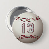 プレーヤー第13 -クールな野球はピンをステッチします 缶バッジ (正面&裏面)