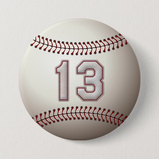 プレーヤー第13 -クールな野球はピンをステッチします 缶バッジ (正面)