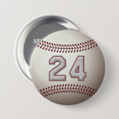 プレーヤー第24 -クールな野球はピンをステッチします 缶バッジ (正面&裏面)