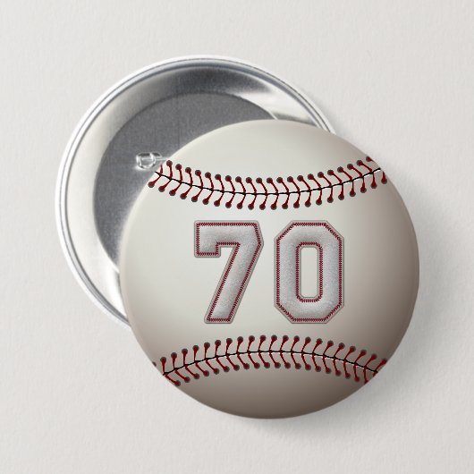 プレーヤー第70 -クールな野球はピンをステッチします 缶バッジ (正面&裏面)