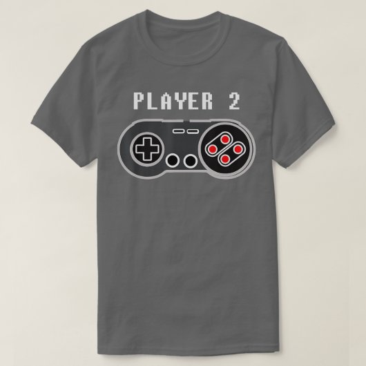 プレーヤー2レトロビデオゲーム制御装置 Tシャツ (デザイン正面)