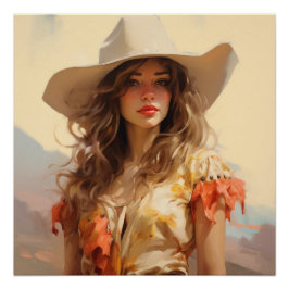 プレーリポートレート:女性のカーボーイウォールアート ポスター