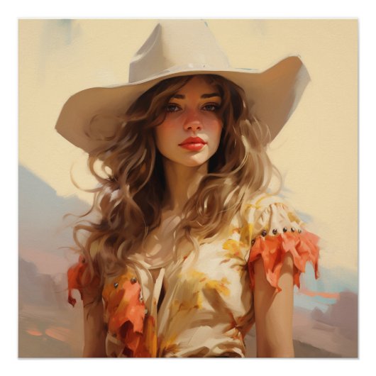 プレーリポートレート:女性のカーボーイウォールアート ポスター (正面)