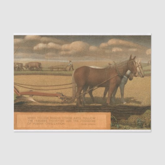 プレーリーを破る, 1939 by Grant Wood 薄葉紙 (正面)