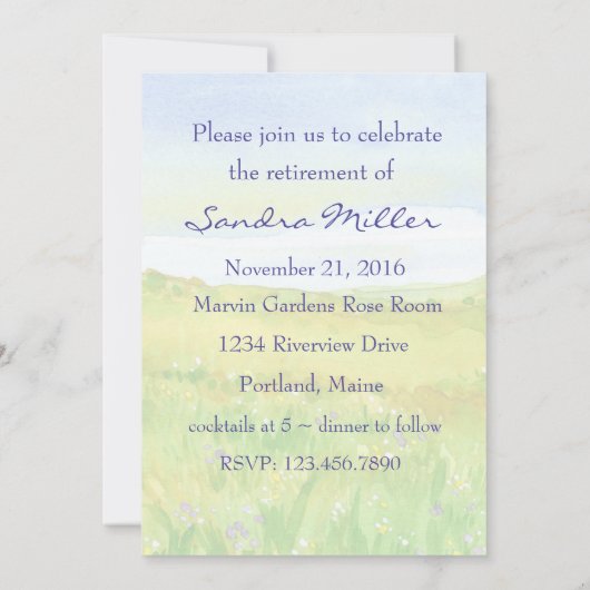 プレーリーグラスメドウリタイアメントパーティの招待状 招待状 (裏面)