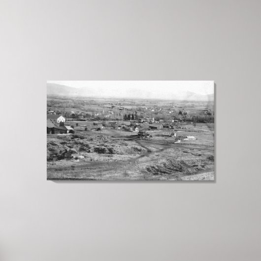 プレーリーシティー、オレゴン州バードアイタウンビュー キャンバスプリント (正面)