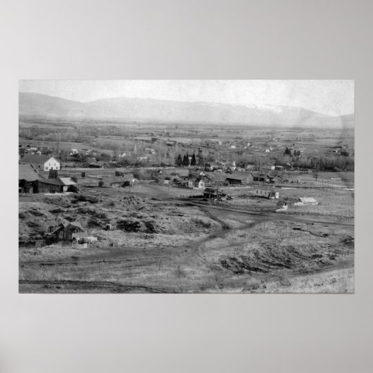 プレーリーシティー、オレゴン州バードアイタウンビュー ポスター (正面)