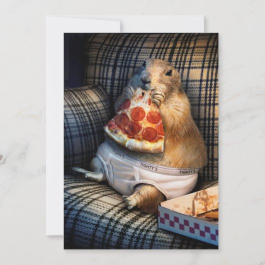 プレーリードッグがピザを食べる 招待状 (正面)