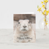 プレーリードッグポートレート誕生日 カード (黄色い花)