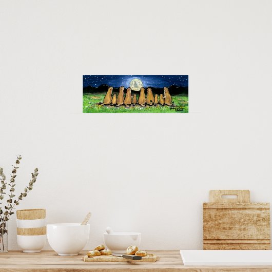 プレーリードッグ家族と月のポスター海軍の夜 ポスター (キッチン)