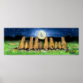 プレーリードッグ家族と月のポスター海軍の夜 ポスター (正面)