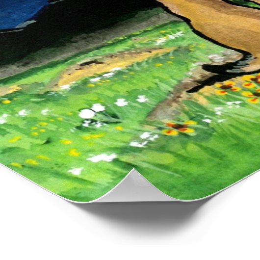 プレーリードッグ家族と月のポスター海軍の夜 ポスター (角)