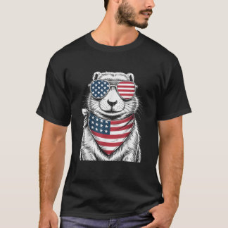 プレーリードッグ USA フラグ サングラス 愛国 Tシャツ