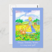 プレーリーファームガール歩くAドッグハッピーバースデー ポストカード (正面/裏面)