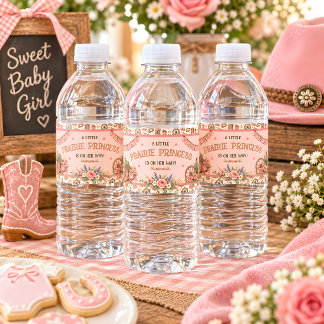プレーリープリンセス ウェスタンベビーシャワー ペットボトルラベル