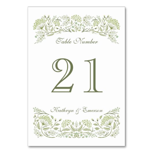 プレーリー結婚のテーブルカード テーブルナンバー (正面)