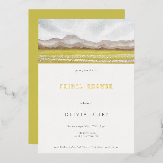 プレーリー開花ブライダルシャワー 箔招待状 (正面/裏面)